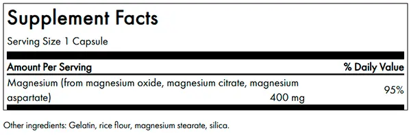 Triple Magnesium Complex Swanson 400 Mg 100 Cápsulas