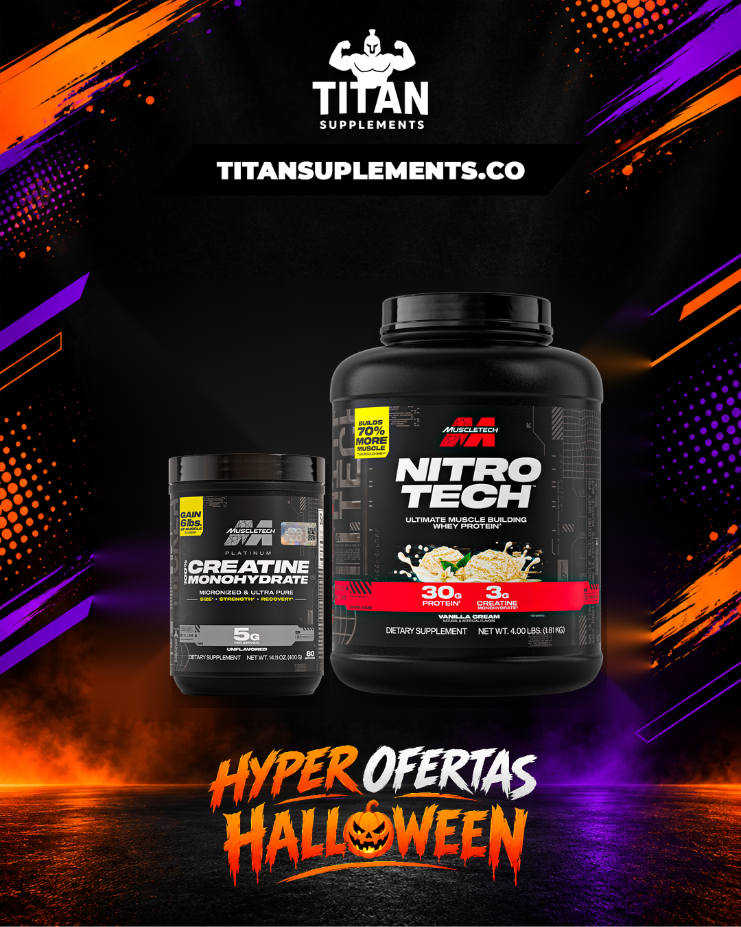 Combo Nitro Tech 4 lb + Creatina Platinum