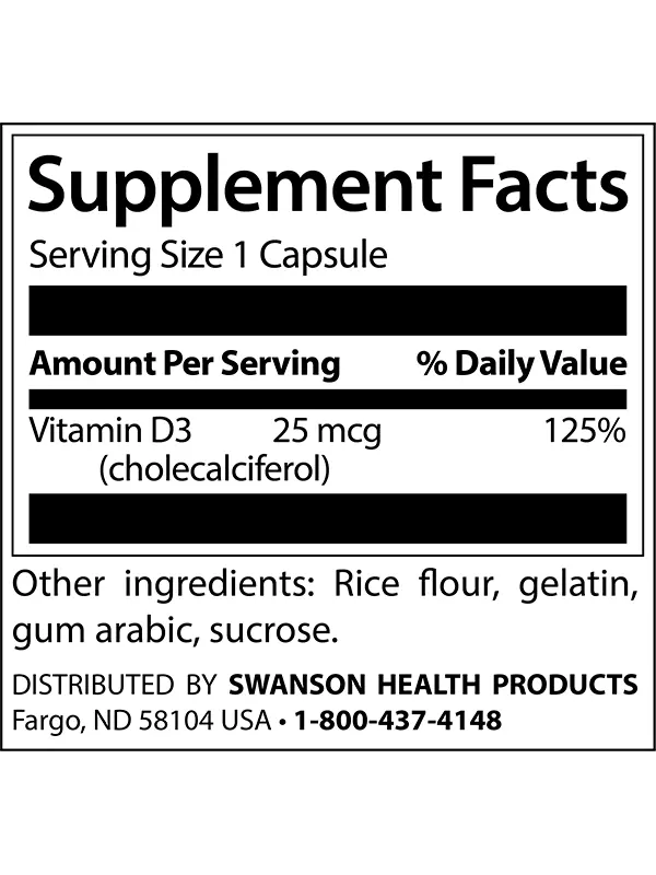 Vitamina D3 1000 Iu Swanson X 60 Caps